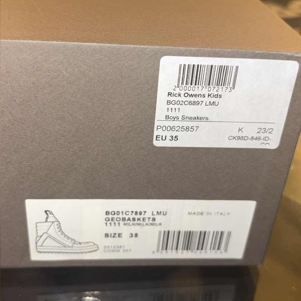 Rick Owens Kids Geobaskets in Gray